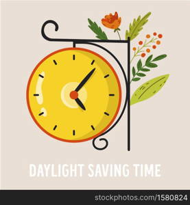 Daylight Saving Time. Abstract design with clock. Vector illustration. Daylight Saving Time. Abstract design with clock