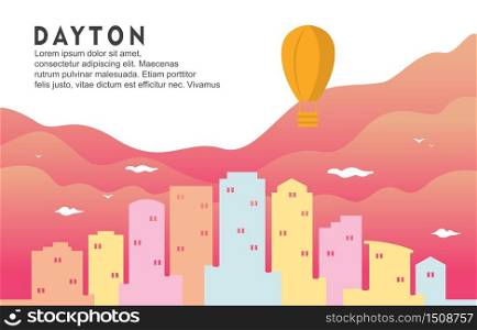 Dayton Ohio City Building Cityscape Skyline Dynamic Background Illustration