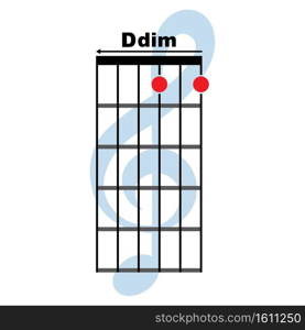 Ddim  guitar chord icon. Basic guitar chord vector illustration symbol design