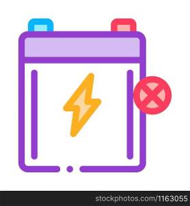 Dead Battery Icon Vector. Outline Dead Battery Sign. Isolated Contour Symbol Illustration. Dead Battery Icon Vector Outline Illustration