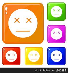 Dead emoticons set collection vector 6 color isolated on white background. Dead emoticons set vector color