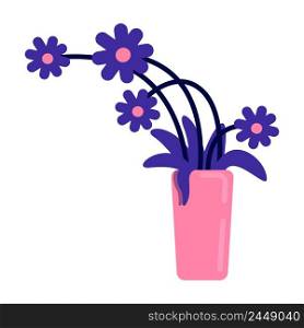 Dead flowers in vase semi flat color vector object. Full sized item on white. Black chrysanthemums. Fading flowers. Funeral day. Simple cartoon style illustration for web graphic design and animation. Dead flowers in vase semi flat color vector object