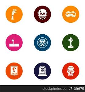 Dead guy icons set. Flat set of 9 dead guy vector icons for web isolated on white background. Dead guy icons set, flat style
