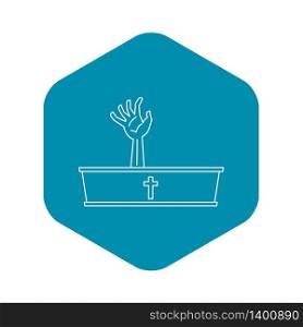 Dead man hand coming out of his grave icon. Outline illustration of dead man hand coming out of his grave vector icon for web. Dead man hand coming out of his grave icon