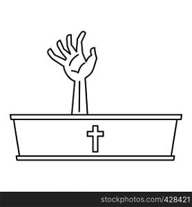Dead man hand coming out of his grave icon. Outline illustration of dead man hand coming out of his grave vector icon for web. Dead man hand coming out of his grave icon