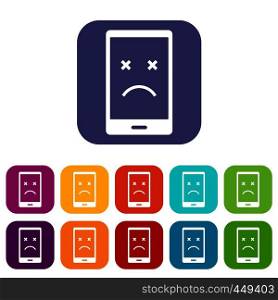 Dead phone icons set vector illustration in flat style In colors red, blue, green and other. Dead phone icons set flat