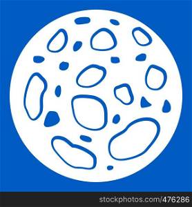 Dead planet icon white isolated on blue background vector illustration. Dead planet icon white