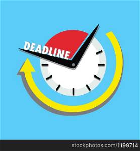 Deadline business concept,watch with arrow,flat vector illustration