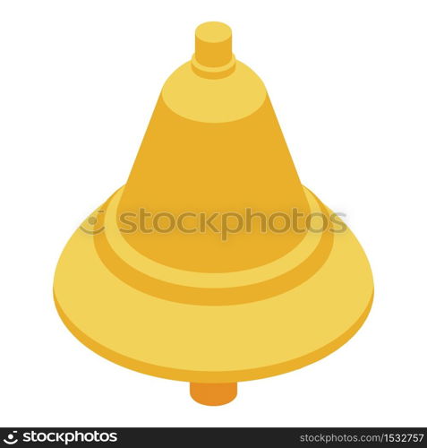 Deadline gold bell icon. Isometric of deadline gold bell vector icon for web design isolated on white background. Deadline gold bell icon, isometric style