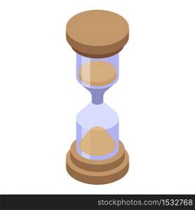 Deadline hourglass icon. Isometric of deadline hourglass vector icon for web design isolated on white background. Deadline hourglass icon, isometric style