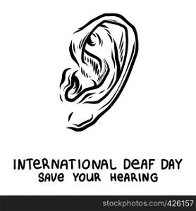 Deaf day concept background. Hand drawn illustration of deaf day vector concept background for web design. Deaf day concept background, hand drawn style