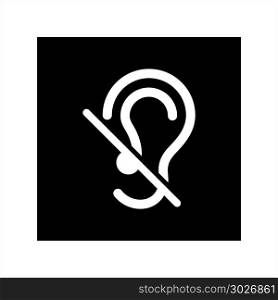 Deaf Icon, Disability To Hear Vector Art Illustration. Deaf Icon, Disability To Hear