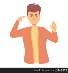Deaf young boy icon cartoon vector. Mute person. Disability worker. Deaf young boy icon cartoon vector. Mute person