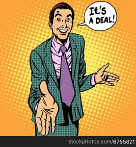 deal man businessman handshake contract. the deal man businessman handshake contract retro style