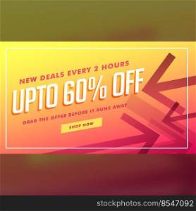 deals and discount banner and voucher design with arrow style