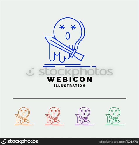 Death, frag, game, kill, sword 5 Color Line Web Icon Template isolated on white. Vector illustration. Vector EPS10 Abstract Template background