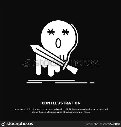 Death, frag, game, kill, sword Icon. glyph vector symbol for UI and UX, website or mobile application. Vector EPS10 Abstract Template background