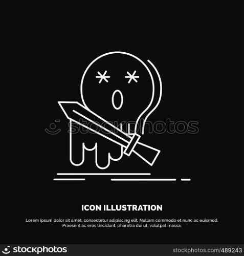 Death, frag, game, kill, sword Icon. Line vector symbol for UI and UX, website or mobile application. Vector EPS10 Abstract Template background