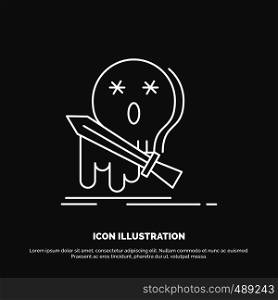 Death, frag, game, kill, sword Icon. Line vector symbol for UI and UX, website or mobile application. Vector EPS10 Abstract Template background