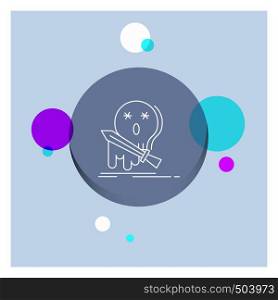 Death, frag, game, kill, sword White Line Icon colorful Circle Background. Vector EPS10 Abstract Template background