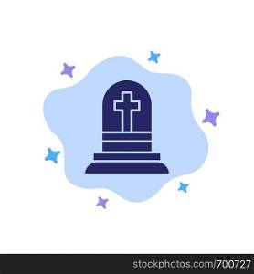 Death, Grave, Gravestone, Rip Blue Icon on Abstract Cloud Background