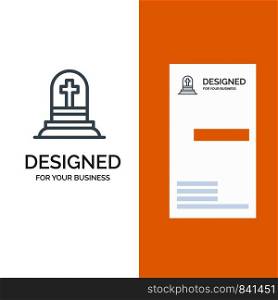 Death, Grave, Gravestone, Rip Grey Logo Design and Business Card Template