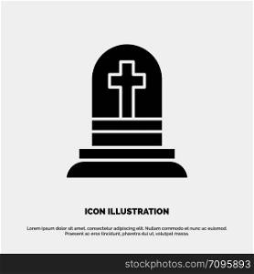 Death, Grave, Gravestone, Rip solid Glyph Icon vector