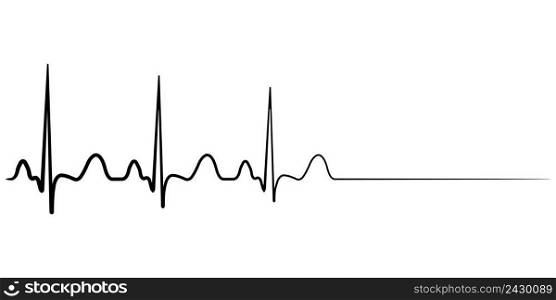 Death icon, cardiac arrest, vector cardio cardiogram, concept of condolence, departure to another world