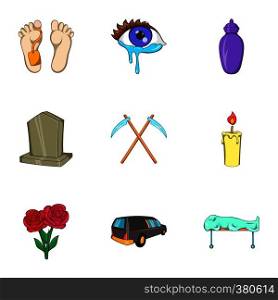 Death icons set. Cartoon illustration of 9 death vector icons for web. Death icons set, cartoon style