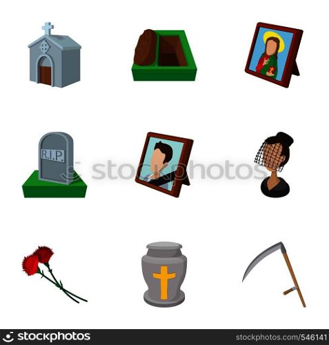 Death icons set. Cartoon illustration of 9 death vector icons for web. Death icons set, cartoon style