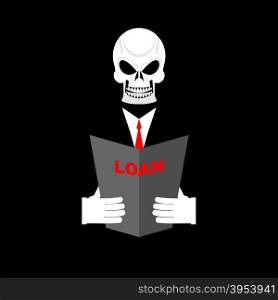 Death in Office suit with a loan. Your personal Manager is death. Vector illustration.&#xA;