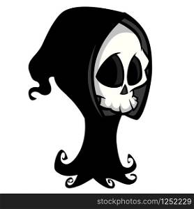 Death skeleton illustration. Cartoon grim reaper. Halloween design