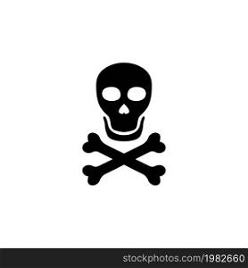 Death Skull with Crossbones. Flat Vector Icon illustration. Simple black symbol on white background. Death Skull with Crossbones sign design template for web and mobile UI element. Death Skull with Crossbones Flat Vector Icon