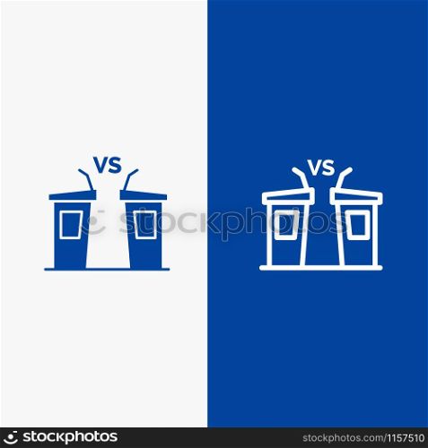 Debate, Democracy, Election, Politician, Speaker Line and Glyph Solid icon Blue banner Line and Glyph Solid icon Blue banner