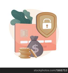 Debit card abstract concept vector illustration. Online payment, plastic money, bank issued card, internet shopping, money secure saving, cardholder information, debit account abstract metaphor.. Debit card abstract concept vector illustration.