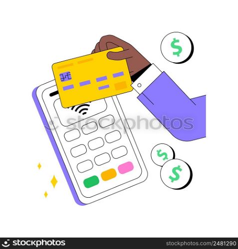 Debit card abstract concept vector illustration. Online payment, plastic money, bank issued card, internet shopping, money secure saving, cardholder information, debit account abstract metaphor.. Debit card abstract concept vector illustration.