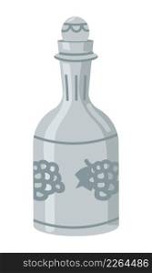 Decanter for liquor semi flat color vector object. Full sized item on white. Silver wine vessel. Part of house arrangement simple cartoon style illustration for web graphic design and animation. Decanter for liquor semi flat color vector object
