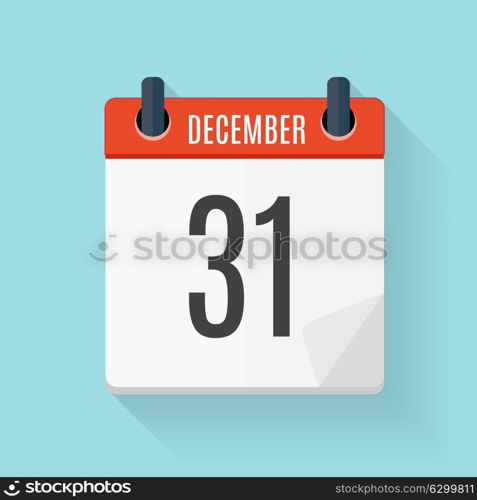 December 31 Calendar Flat Daily Icon. Vector Illustration Emblem. Element of Design for Decoration Office Documents and Applications. Logo of Day, Date, Time, Month and Holiday. EPS10. Calendar Flat Daily Icon. Vector Illustration Emblem. Element of