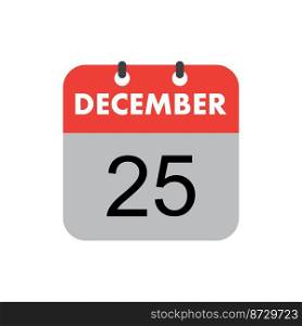 December calendar date holiday vector icon illustration design