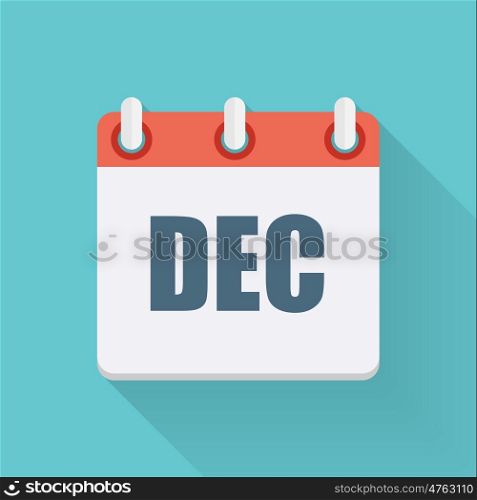 December Dates Flat Icon with Long Shadow. Vector Illustration EPS10. December Dates Flat Icon with Long Shadow. Vector Illustration