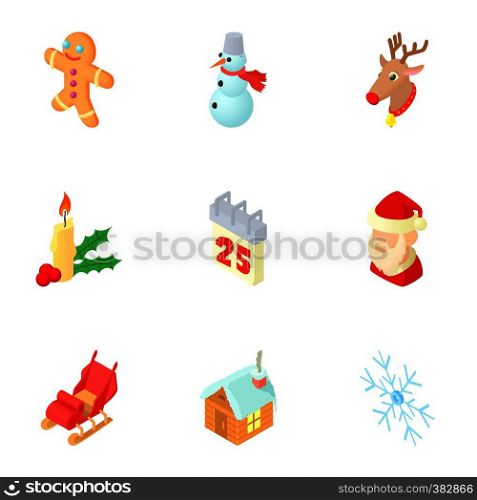 December holiday icons set. Cartoon illustration of 9 december holiday vector icons for web. December holiday icons set, cartoon style