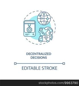 Decentralized decisions concept icon. Industry 4.0 design principle idea thin line illustration. Driving better decision-making. Vector isolated outline RGB color drawing. Editable stroke. Decentralized decisions concept icon