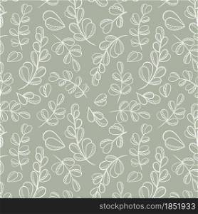 Deciduous botanical seamless pattern, vector illustration. Continuous natural background with leaves. Template for wallpaper, packaging, textile and design.. Deciduous botanical seamless pattern, vector illustration.