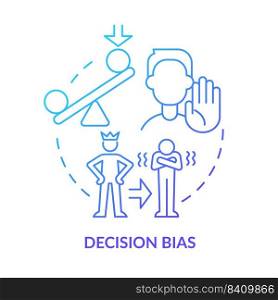 Decision bias blue gradient concept icon. Reject new ideas. Adaptability enemy in human resources abstract idea thin line illustration. Isolated outline drawing. Myriad Pro-Bold fonts used. Decision bias blue gradient concept icon
