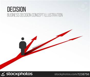 Decision concept vector illustration - figure on the road crossing and deciding. Decision concept illustration