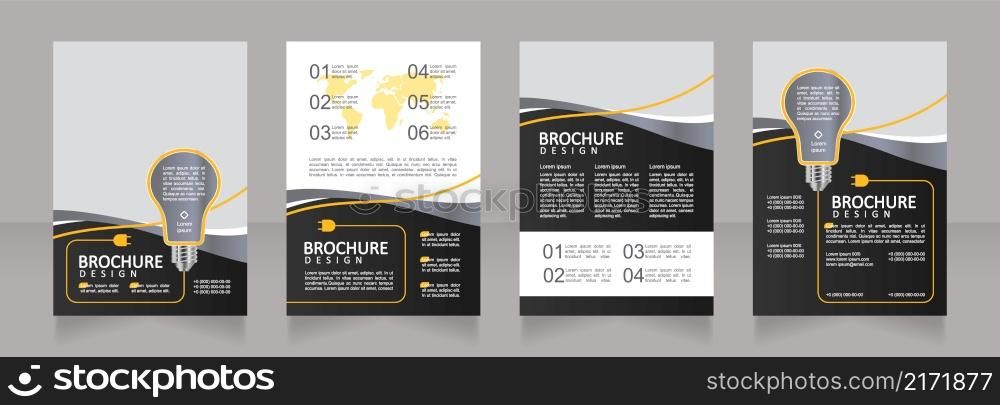 Decisions of energy consumption optimization blank brochure design. Template set with copy space for text. Premade corporate reports collection. Editable 4 paper pages. Calibri, Arial fonts used. Decisions of energy consumption optimization blank brochure design