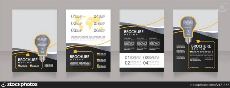 Decisions of energy consumption optimization blank brochure design. Template set with copy space for text. Premade corporate reports collection. Editable 4 paper pages. Calibri, Arial fonts used. Decisions of energy consumption optimization blank brochure design
