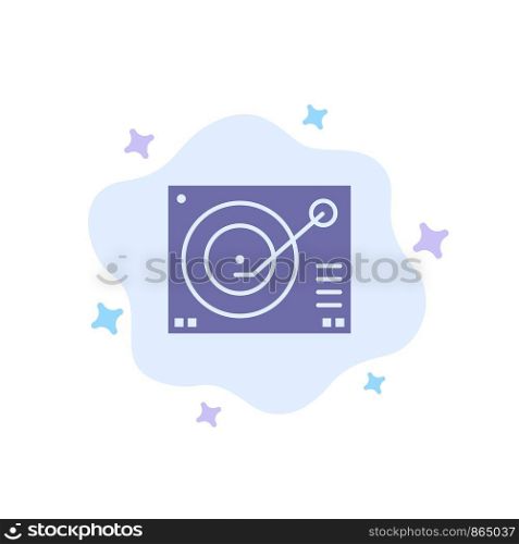 Deck, Device, Phonograph, Player, Record Blue Icon on Abstract Cloud Background