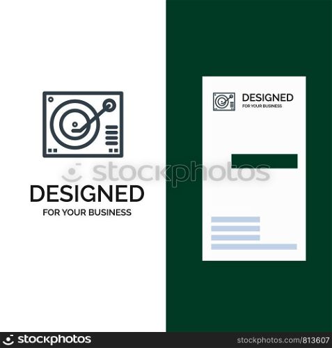 Deck, Device, Phonograph, Player, Record Grey Logo Design and Business Card Template