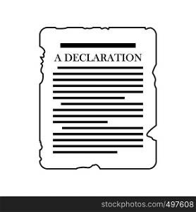 Declaration icon. Black simple style on white background. Declaration black icon